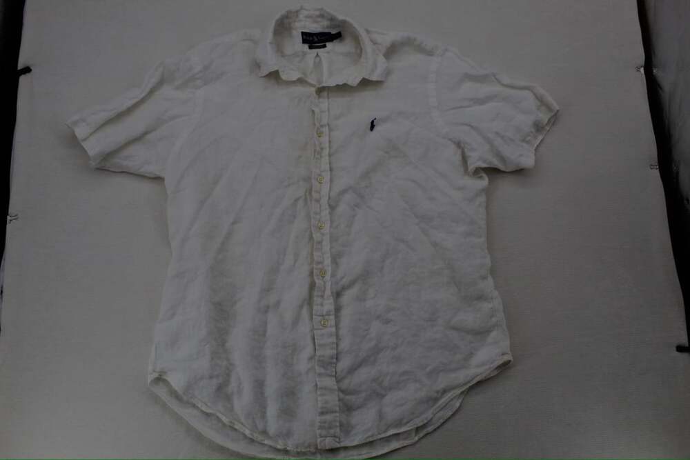 Ralph Lauren Button Down Shirt Size XL White Linen Classic Fit Short Sleeve